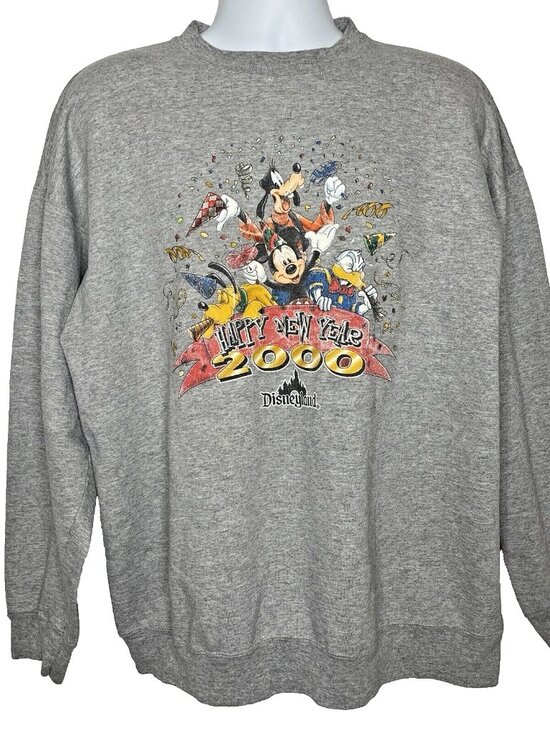 Disney Other - Vintage Y2K Disneyland Crew Neck Sweatshirt Size L/XL Heather Gray New Year 2000